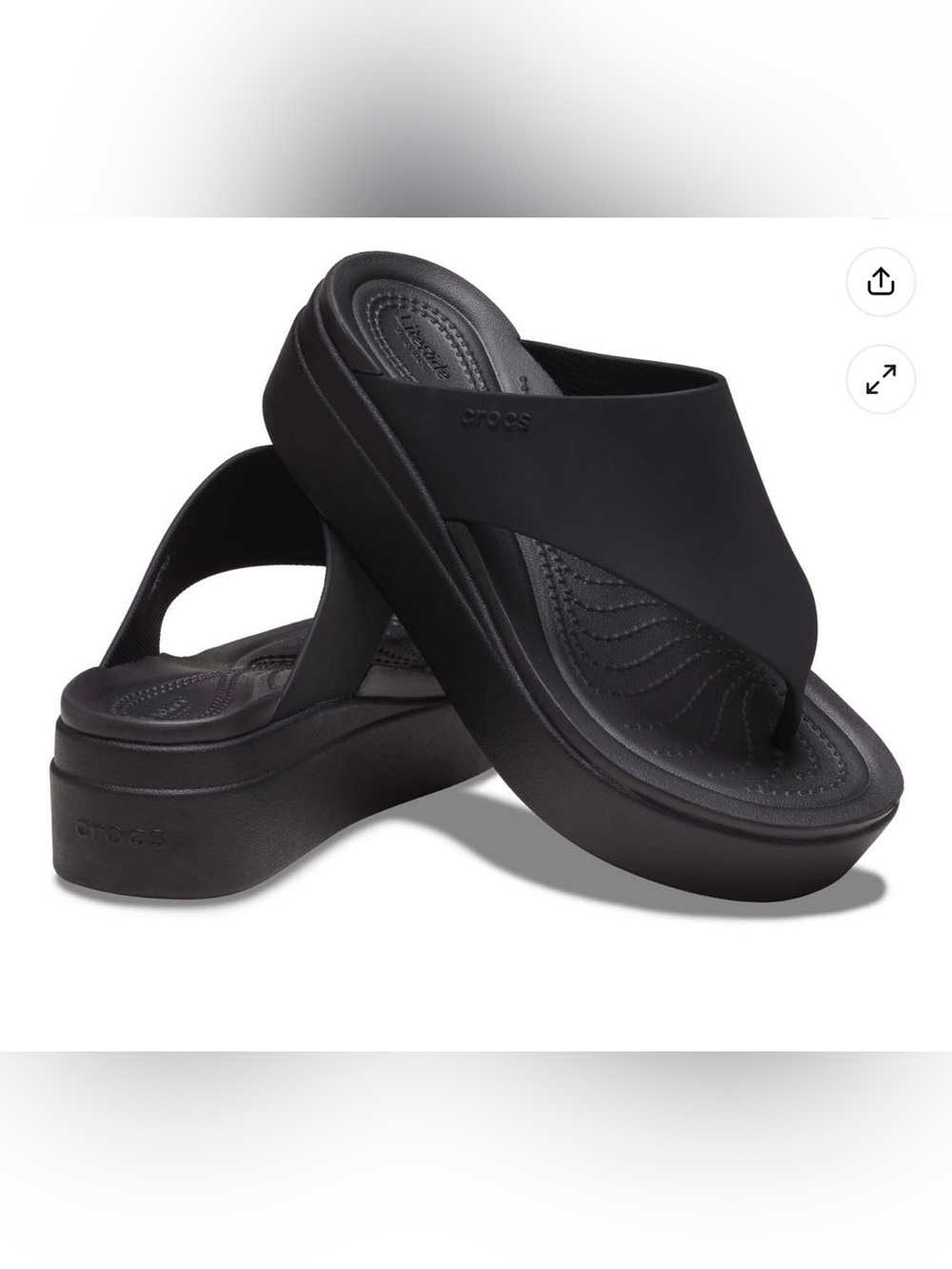 Crocs Brooklyn Flip Low Wedge Platform Sandals Black Women’s Size 8